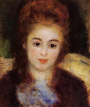 Pierre Auguste Renoir : Head of a Young Woman Wearing a Blue Scarf, Madame Henriot